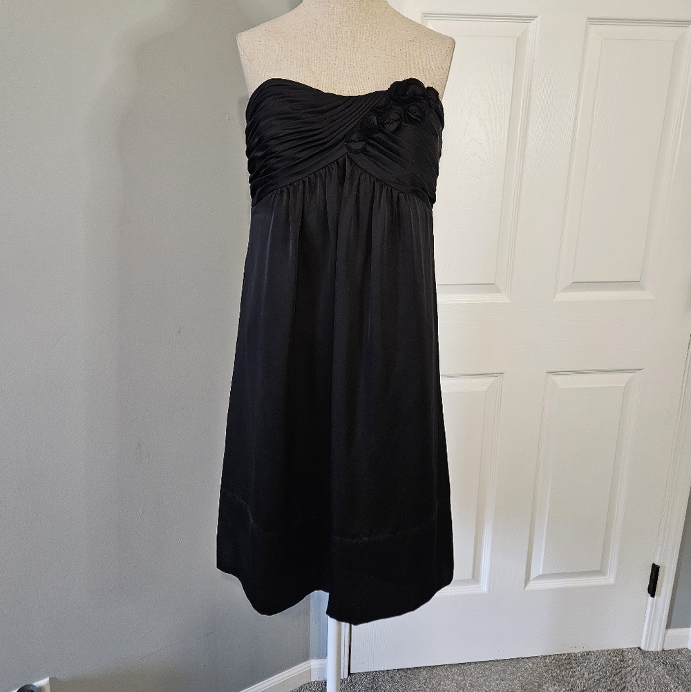 Strapless Black Empire-Waist Prom Dress